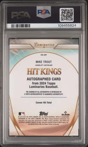 2024 Topps Luminaries Hit Kings Autographs Mike Trout Hit Kings Autograph back