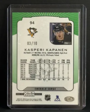 Kasperi Kapanen OPC Platinum Emerald Surge /10 back