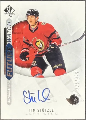 2020-21 SP Authentic Tim Stutzle Future Watch Auto /999 front