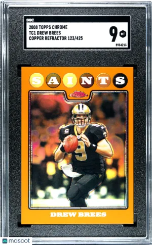 2008 Topps Chrome Drew Brees #TC1 Copper Refractor SGC 9 front