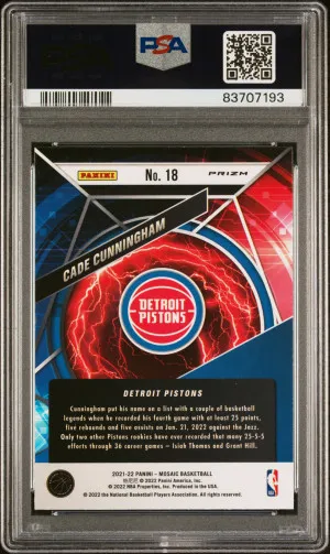 2021 Panini Mosaic Overdrive Cade Cunningham Overdrive PSA 10 back