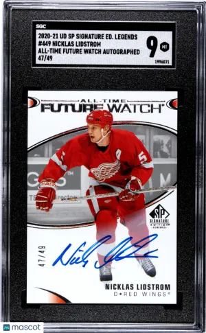 2020 Upper Deck SP Signature Ed. Legends Nicklas Lidstrom #449 All Time Future Watch Autograph SGC 9 front