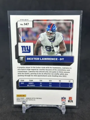 Dexter Lawrence 2022 Panini Donruss Optic Purple Stars Prizm /15 #147 Giants back