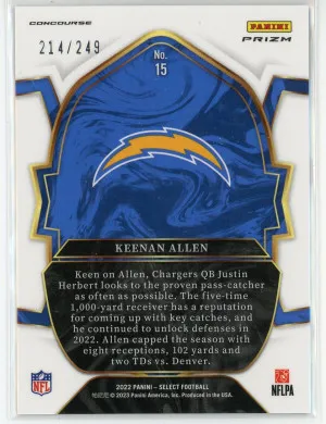 2022 Select #15 Keenan Allen Prizm Tri Color /249 back