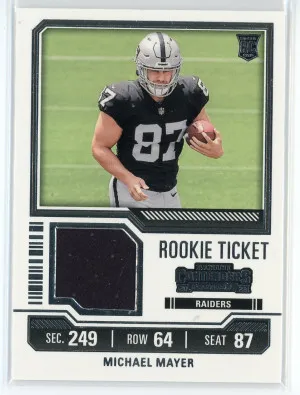 2023 Panini Contenders #TS25 Michael Mayer Rookie Ticket Swatches front
