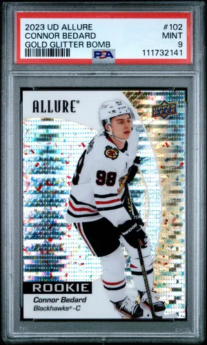 2023 Upper Deck Allure Connor Bedard Gold Glitter Bomb front