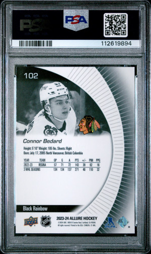 2023 Upper Deck Allure Connor Bedard Black Rainbow back