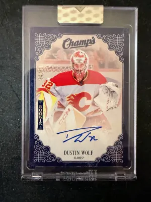 DUSTIN WOLF 2023-24 UPPER DECK CLEAR CUT ROOKIE CHAMPS AUTO /50 front