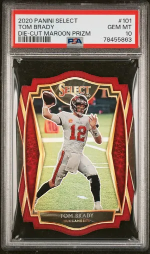 2020 Panini Select Tom Brady Die-Cut Maroon Prizm front