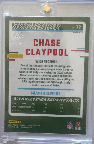 2023 Donruss Optic Chase Claypool Gold Vinyl 1 Of 1 back