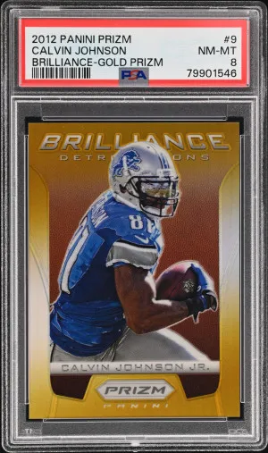 2012 Panini Prizm Brilliance Calvin Johnson Brilliance-Gold Prizm front