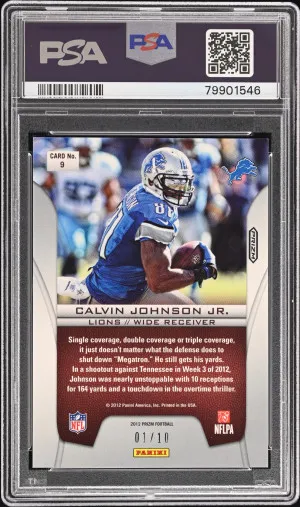 2012 Panini Prizm Brilliance Calvin Johnson Brilliance-Gold Prizm back