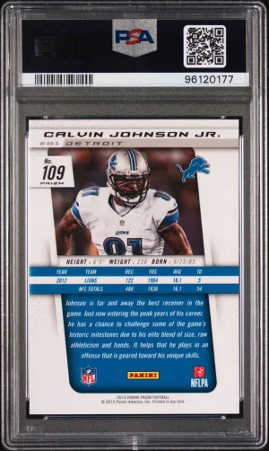 2013 Panini Prizm Calvin Johnson Jr. Blue Prizm back