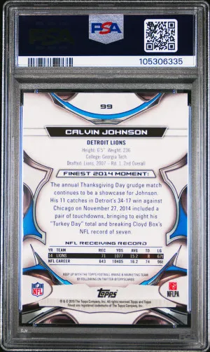 2015 Finest Calvin Johnson Black Refractor back