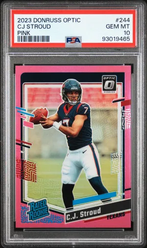 2023 Panini Donruss Optic Cj Stroud Pink PSA 10 front