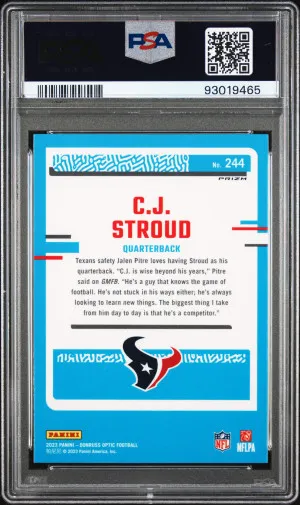 2023 Panini Donruss Optic Cj Stroud Pink PSA 10 back
