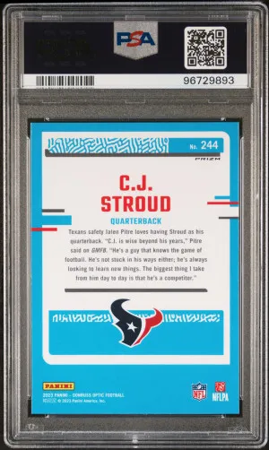 2023 Panini Donruss Optic Cj Stroud Holo PSA 10 back