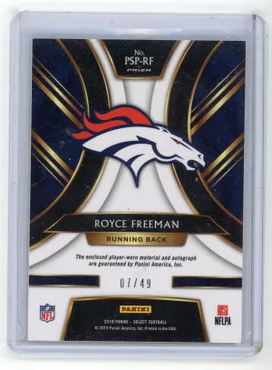 2018 Select #PSP-RF Royce Freeman Rookie Patch Autograph 7/49 back