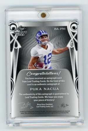2023 Leaf Trinity #BA-PN1 Puka Nacua Rookie Autograph 32/99 back