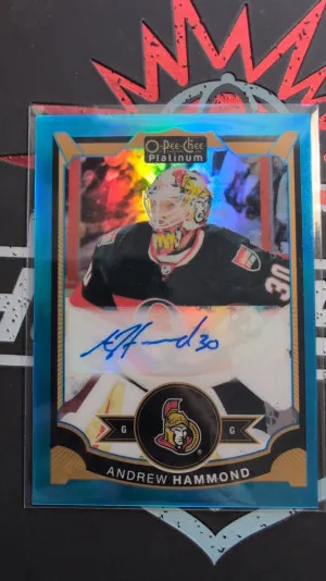2015-16 O-Pee-Chee Platinum Blue Rainbow Autographs #AH Andrew Hammond G front