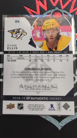 2018-19 SP Authentic Limited Autographs #86 Ryan Ellis E back