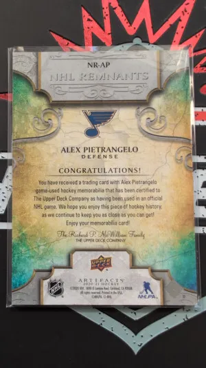 2020-21 Artifacts NHL Remnants #NRAP Alex Pietrangelo back