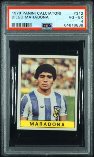DIEGO MARADONA Rookie RC 1979 Panini Calciatori PSA 4 front