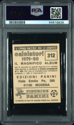 DIEGO MARADONA Rookie RC 1979 Panini Calciatori PSA 4 back