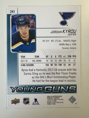 2025 2024-25 Upper Deck Young Guns Jordan Kyrou Parallel/Variety back
