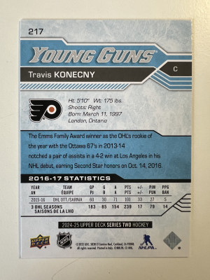 2025 2024-25 Upper Deck Young Guns Travis Konecny Parallel/Variety back