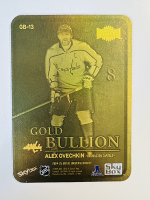 2025 2021-22 SkyBox Metal Universe Gold Bullion Alex Ovechkin back
