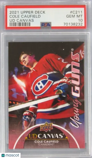 2021-22 Upper Deck Cole Caufield Young Guns Canvas Rookie PSA 10 front