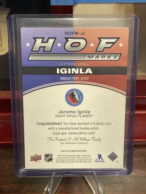 2024-2025 SP Game Used Hockey Hall Of Fame Marks HOF I Jarome Iginla 05/35 Calgary Flames back