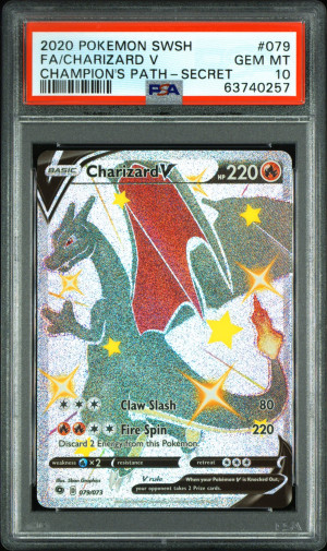 2020 Pokemon Sword & Shield Champion's Path Fa/Charizard V Champion's Path-Secret PSA 10 front