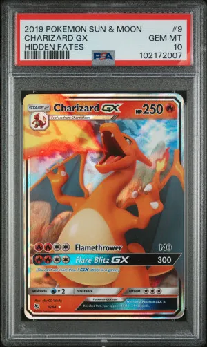 2019 Pokemon Sun & Moon Hidden Fates Charizard Gx Hidden Fates front