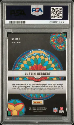 2021 Panini Mosaic Glass Mosaic Justin Herbert Glass Mosaic back