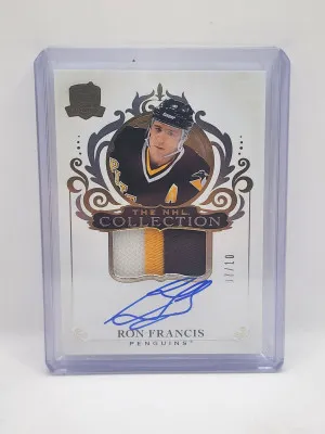 Ron Francis 2022-23 Upper Deck The Cup NHL Collection 3 Color Patch Auto /10 front