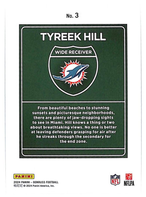 (Damaged) 2024 Panini Donruss - Downtown! Tyreek Hill #3 back