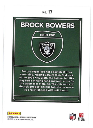 (Damaged) 2024 Panini Donruss - Downtown! Brock Bowers #17 (RC) back