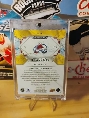2019 UPPER DECK ENGRAINED PATRICK ROY SIGNATURE REMNANTS GOLD AUTO /15 back