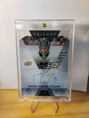 2016 UPPER DECK TRILOGY MARC-ANDRE FLEURY ICE SCRIPTS AUTO-CRISP AUTO-1ST BALLOT HOFER front