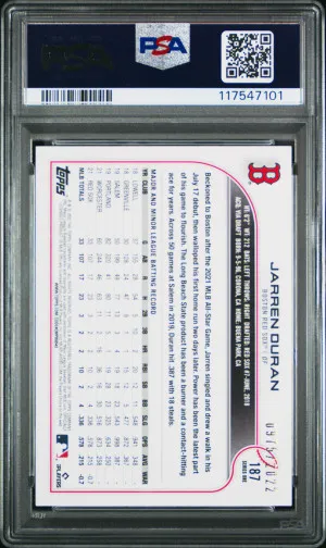 2022 Topps Jarren Duran Gold PSA 10 *POP 11* back