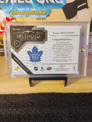 2017 UPPER DECK SPLENDOR AUSTON MATTHEWS GOLD SPLENDID SIGNATUTRES INSCRIPTION :2017 CALDER" back