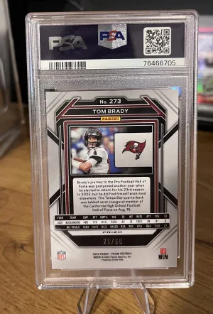 2022 PANINI PRIZM #273 TOM BRADY ORANGE WAVE /60 PSA 9 back