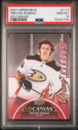 2021-22 Upper Deck UD Canvas #C117 Trevor Zegras Young Guns PSA 10 GEM MINT front