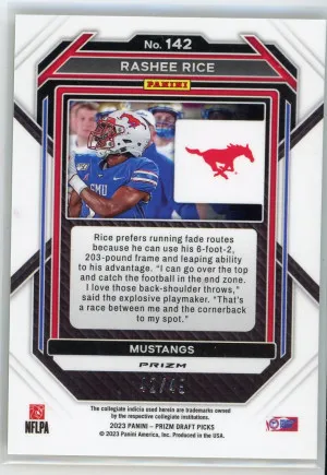 2023 Panini Prizm Draft Picks #142 Rashee Rice Prizms Rookie Gold Flash 42/49 back