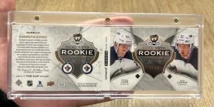 2016-17 UD The Cup Dual Auto Rookie Bookmarks 01/18 #DARB-LC Kyle Connor & Patrik Laine back