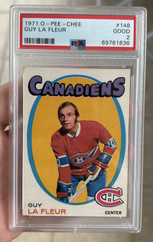 1971 O-Pee-Chee Rookie #148 Guy Lafleur PSA 2 front