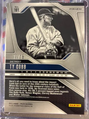 2025 Prizm Ty Cobb FOTL Blue Shimmer /15 back