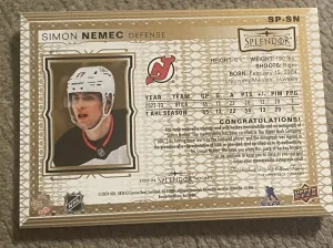 2023-24 Upper Deck The Cup Splendor /49 Simon Nemec #SP-SN Rookie RC back